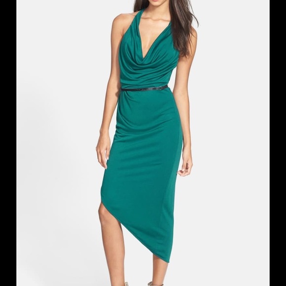 Halston Heritage Belted Jersey Dress - Picture 1 of 7